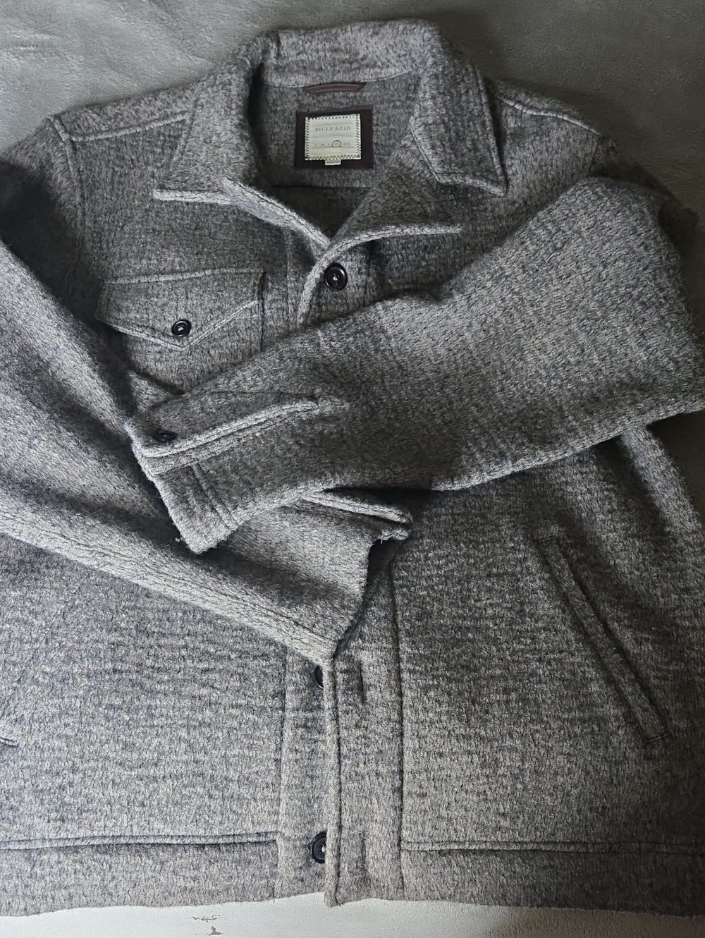 Billy Reid Heather Gray Wool-Blend Button Front Jacket